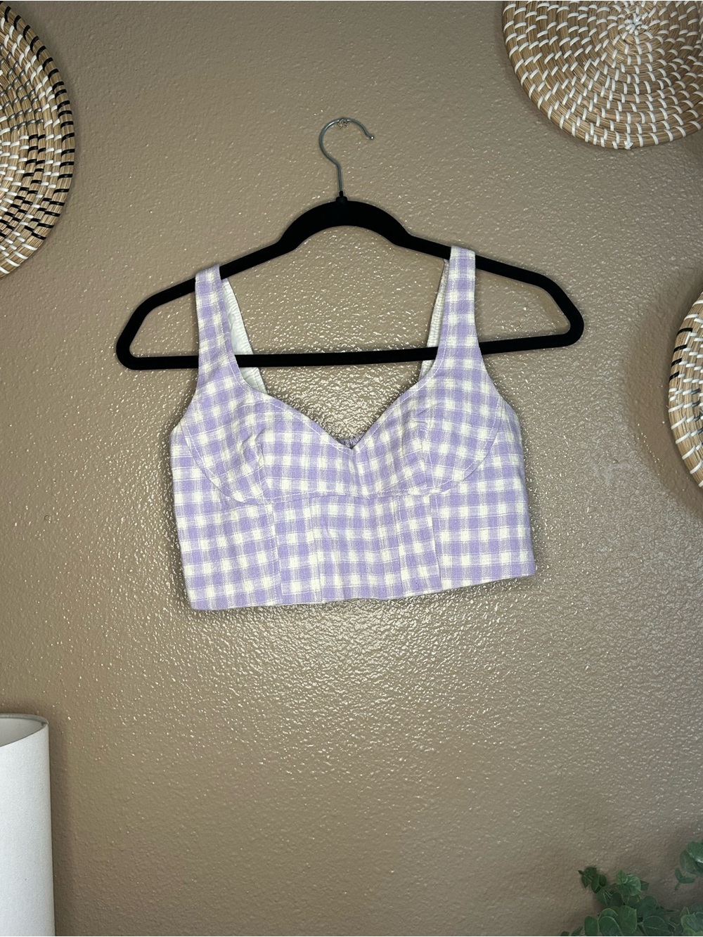 Zara Lilac Gingham Crop Top & Trouser Set